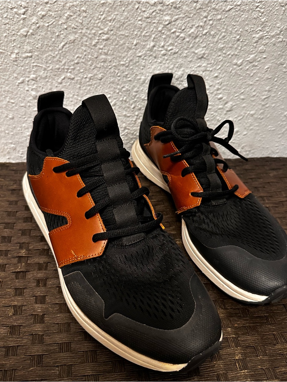 Men's Black Athletic Sneakers with Brown Accents